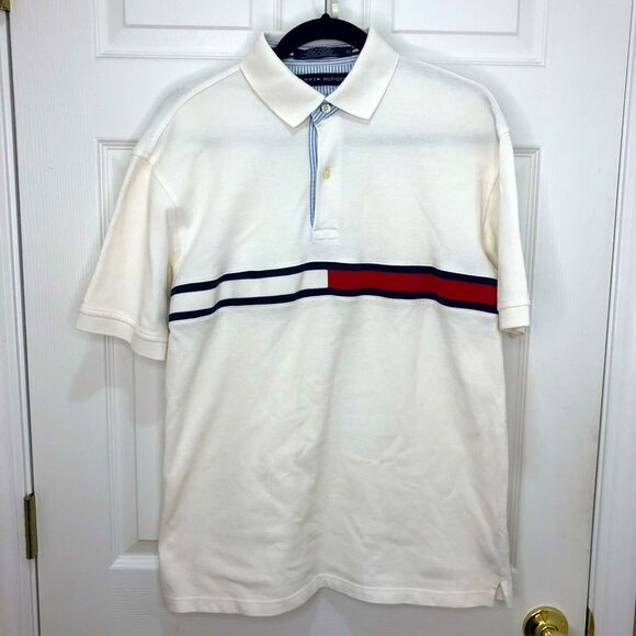 Tommy Hilfiger Other - Tommy Hilfiger white shirt sleeve two button polo shirt, size medium
